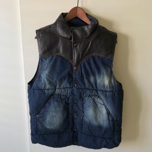 NWT Mens DenimLeather Puffer Vest
